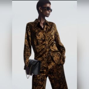 COS Black and Brown Floral Shirt
